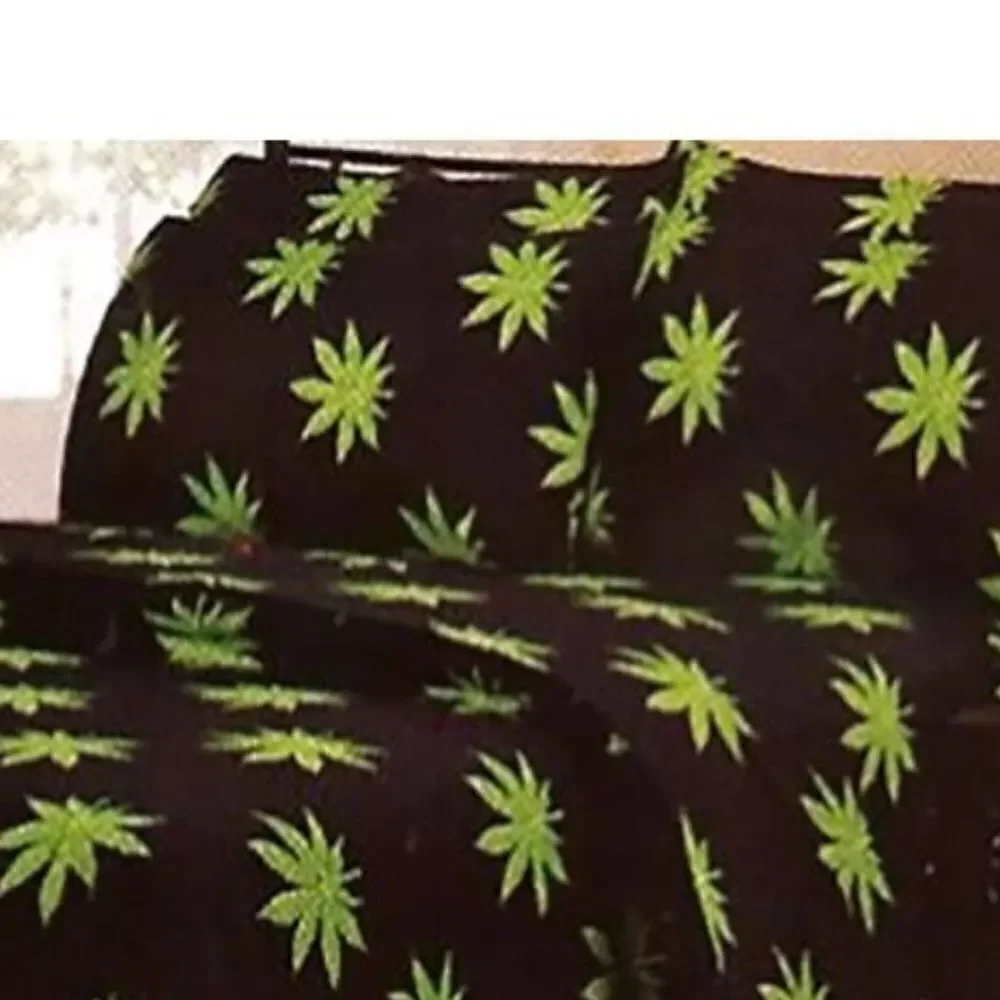 Pot Leaf KING Sheet Set Black Green Doobie Joint Grass Hippie Vibe